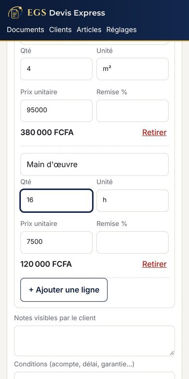 Devis sur téléphone